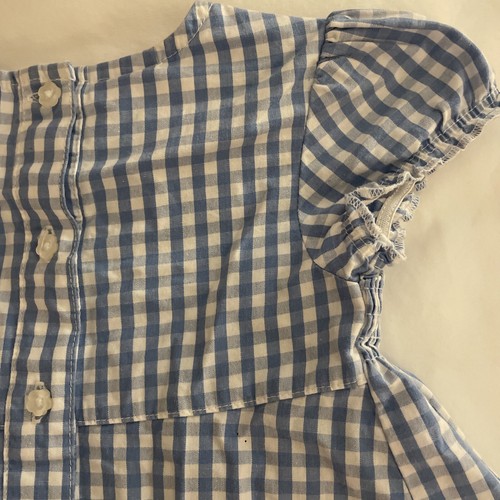 2T SUMMER DRESS by Wonder Kids Blue & White Gingham Smocked Bodice Eyelet Trim - Picture 14 of 24
