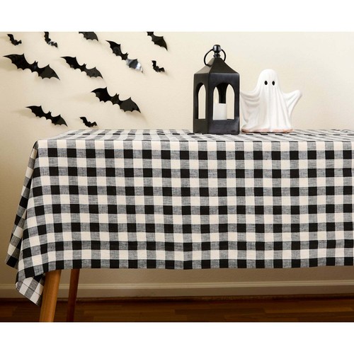 Solino Home 100% Pure Linen Tablecloth for Fall Kitchen Dining - Morgan Check - Picture 3 of 35