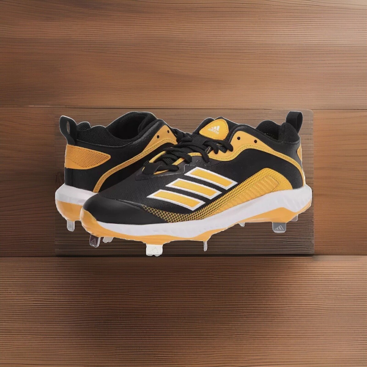 Adidas Icon Bounce Baseball Cleats, Black/Yellow, Men\'s 16 M Adidas Icon 6 Bounce (Mens Size 16) Yellow Black Metal  main image 4