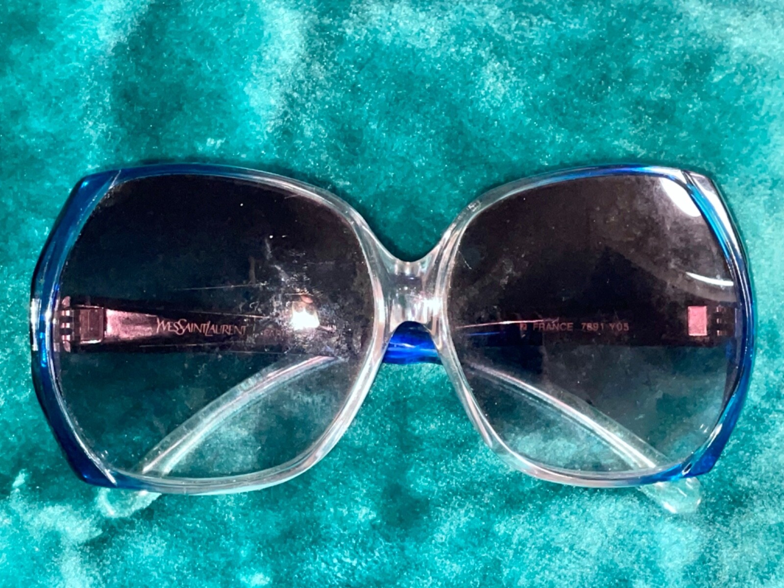 VINTAGE YSL Oversize Blue SUNGLASSES 7891 YVES ST LAURENT eBay
