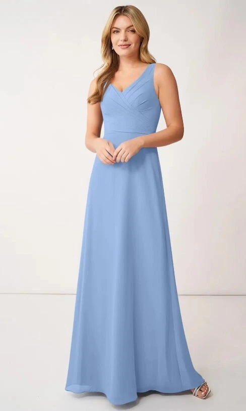Azazie NALA Bridesmaid Dress Steel Blue Size A6 NEW with