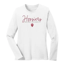 Indiana Hoosiers Thin Script Womens Long Sleeve T-Shirt - White