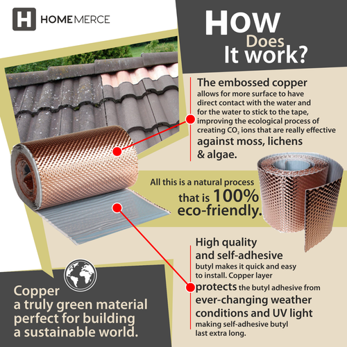 COPPER ROOF CLEANING ANTI MOSS TAPE 5m x 15cm ROLL SELF ADHESIVE FREE MOSS eBay