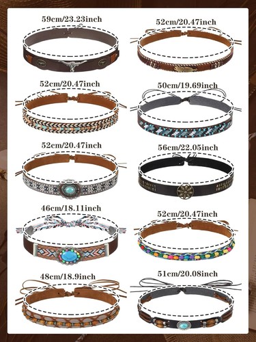 10 Pcs Cowboy Hat Bands Ethnic Western Hat Belts Rural Cowgirl Beaded Cowboy - Picture 3 of 6