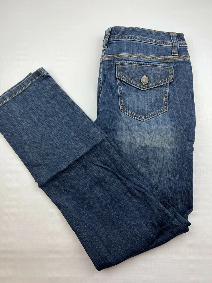 Бас женщин размер 6 прямые штанины синий джинсовой ткани джинсы клапан карман эластичной - Изображение 2 из 4