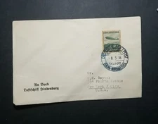 1936 LZ-129 Hindenburg Zeppelin Onboard Cancel Sieger Estate Germany Post Cover