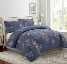 Printed Bamboo Duvet Cover Fitted Sheet Bedding Set, Romantic Floral Queen Size
