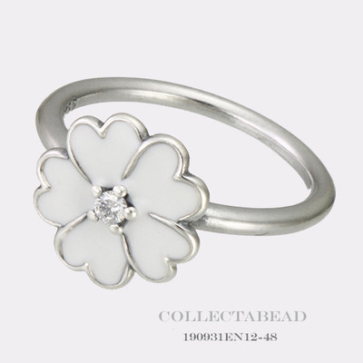 Authentic Pandora Sterling Silver Primrose CZ Enamel Ring Size (5) 50  190931EN12