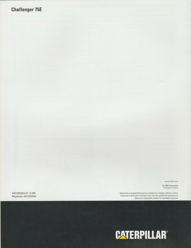 Caterpillar CAT Challenger 75E Agricultural Tractor Showroom Sales Brochure - Picture 2 of 2