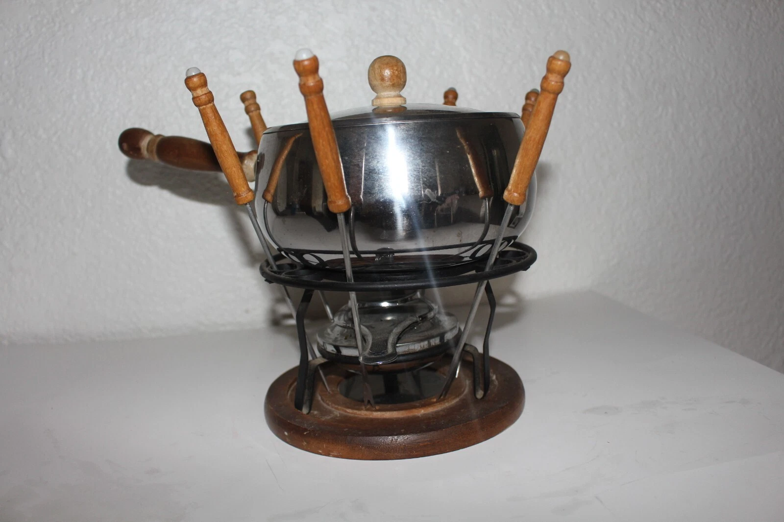Vintage Fondue Set Pot Stainless Steel