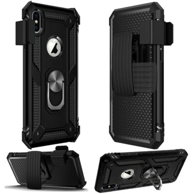 iPhone 13pro Protective Dual Layer Shockproof Magnetic Ring Belt Clip Case Cover