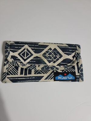 KAVU Big Spender Womens Trifold Wallet Gray Pattern Canvas