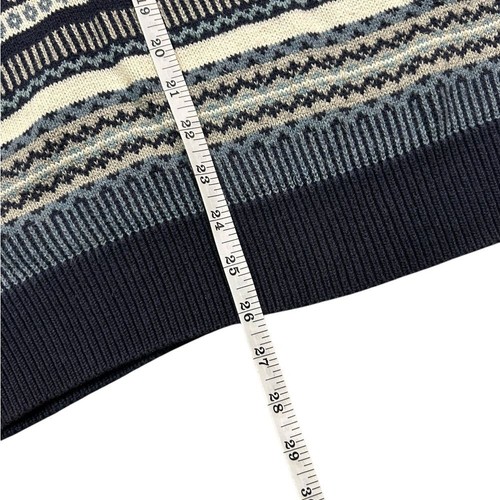 Levi's Sweater Womens Small Blue Striped Knit Wool Blend Winter Geometric Taper - Picture 3 of 6