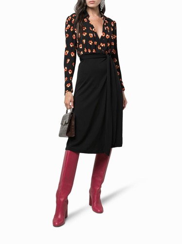 BNWT DVF Diane von Furstenberg Angelina Collared Wrap MIDI Dress S Uk 8 Us 4 - Picture 3 of 13
