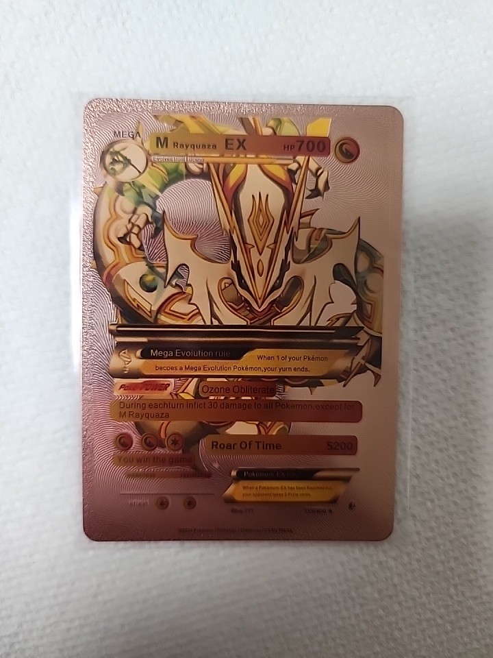M Rayquaza EX Rose Gold Foil HP 700 Fan Art Pokémon Card Roar Of Time