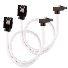 Corsair Premium Sleeved SATA Data Cable Set with 90  Connectors; White; 30cm