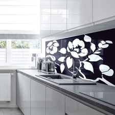 Premier Range Acrylic Splashbacks Black Floral and Accessories