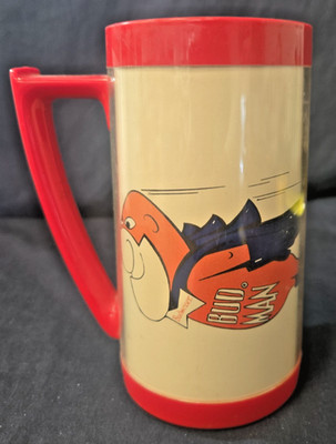 Bud Man Mug Thermo-Serv by West Bend Plastic USA Made 6½''  Vintage Budweiser