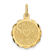 14k Yellow Gold Special Daughter Engravable Disc Charm or Pendant 15mm