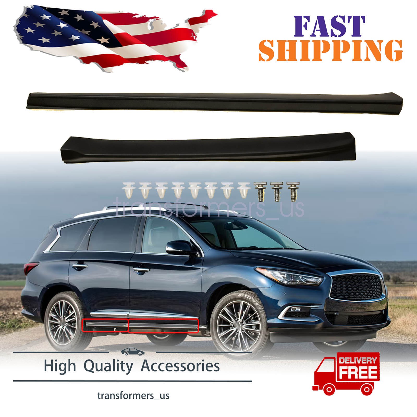 For 2013-2020 Infiniti QX60 JX35 Front & Rear Right Side Lower Molding Door Trim
