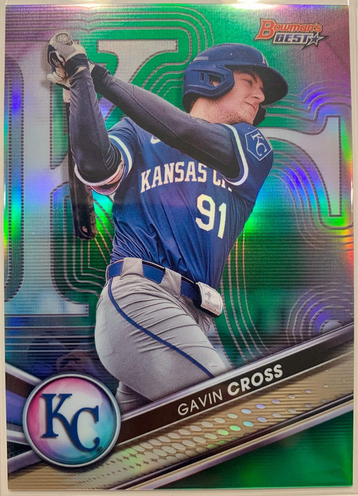 Gavin Cross 2022 Bowman's Best Green Refractor #TP5 Royals /99