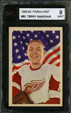 1963-64 PARKHURST HOCKEY #53 TERRY SAWCHUK HOF DETROIT RED WINGS KSA 9 MINT