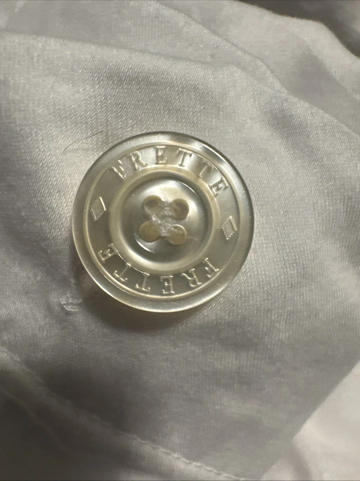 Frette Twin Sz Embroidered Duvet Cover. White With Tan Italy Cotton Unused - Image 3 of 4