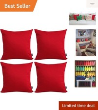 4-Pack 100 Cotton Comfortable Solid Decorative Throw Pillow Cases Square Cus...