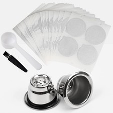 Cápsulas de espresso reutilizables para máquinas Nespresso - 2 cápsulas de acero inoxidable y