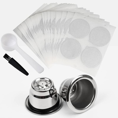 Reusable Espresso Capsules for Nespresso Machines - 2 Stainless Steel Pods &