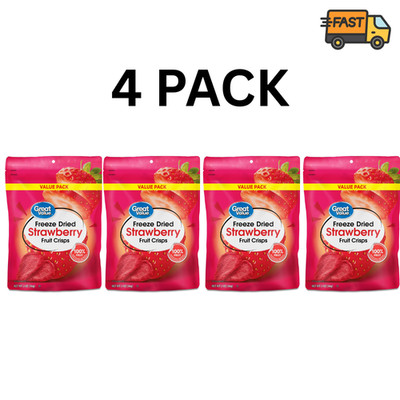 Great Value Freeze Dried Strawberries Fruit Crisps 2 oz 4 Pack Bundle