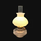 Vintage Glass Oil Lamp With Milk Glass Shade & Clear Chimney Electric Conversion
