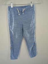 H M Boys Pants 6 Loose Roll Up Leg Blue Elastic Waist
