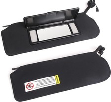 Sun Visor Pair with Updated LED Lighted Vanity Mirror Compatible with Corvette C