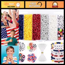 5134 Pcs Bracelet Making Kit for Kids - Red White Blue Clay Beads, DIY Jewelry