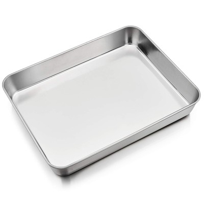 Stainless Steel Sheet Cake Pan, Rectangular Baking Pan for Lasagna Brownie Me...