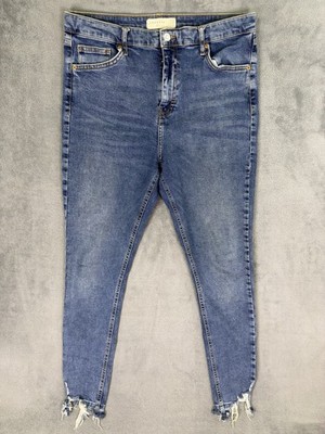 Topshop Jeans Womens 34 (32x30) Blue Medium Wash Jamie Skinny Ankle Distressed