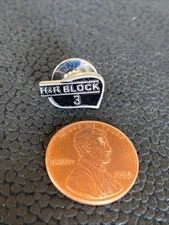 Vintage (STER) H&R Block 3 Years Service Sterling Silver Lapel Pin Tack Black