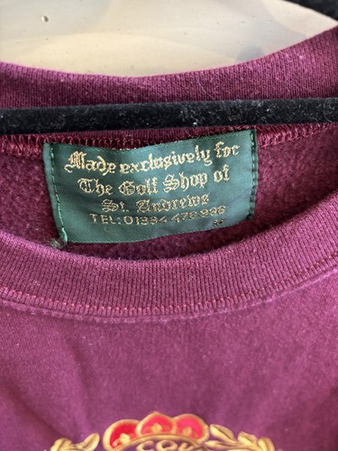 Old Course St. Andrew’s Golf Gold Crested Maroon Sweatshirt Medium Women’s Vtg - Picture 3 of 6