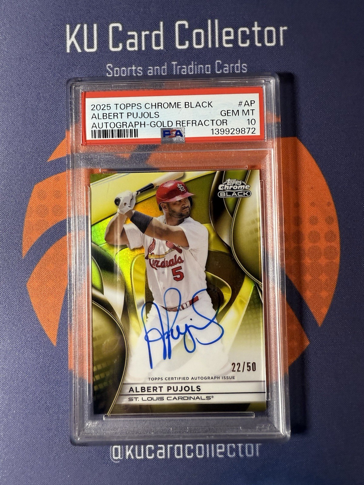 2025 Topps Chrome Black Albert Pujols Gold Refractor Auto /50 PSA 10 POP 2 view 1