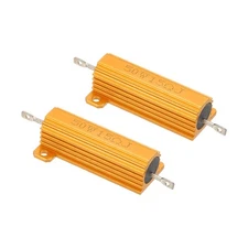 50W 15 Ohm Aluminum Shell Resistor, 2 Pack Aluminum Housing Resistor, Golden