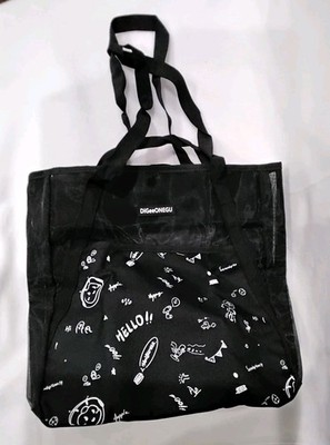 DiGeeONEGU Large Mesh Beach/Tote Bag Waterproof Sandproof, Pockets, Sides Expand