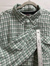WRANGLER ATG Mens Shirt Sz XL Button Up GREEN  Plaid Long Sleeve Pockets
