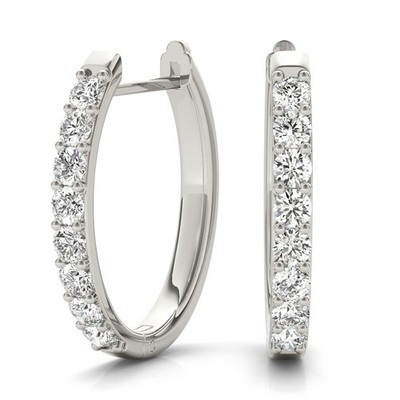 Platin Runde Lab Grown Diamant Creolen DE/VS Krappenfassung 0,75-2,00Ct