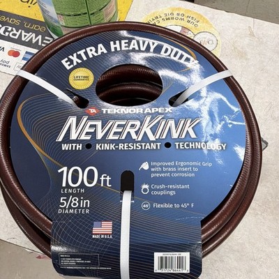 Teknor Apex NeverKink 100ft 5/8in Heavy Duty Anti-Kink Rubber Hose Brown