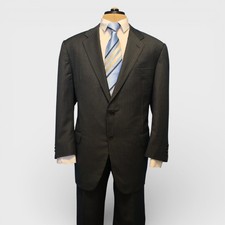 Bespoke Hickey Freeman 2 Piece Suit 46S Gray Pinstripe Surgeon Cuff Dual Vent