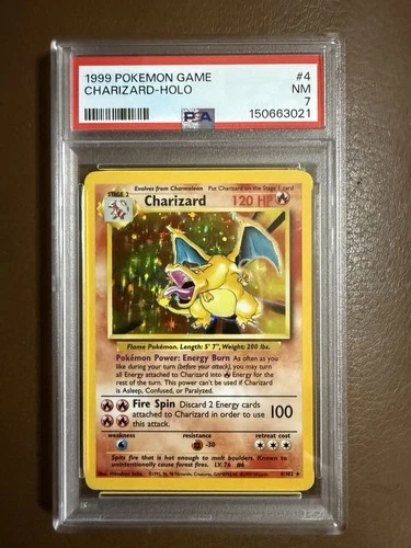 Pokémon 1999 Base Set Charizard Holo Rare 4/102 PSA 7 NM  English