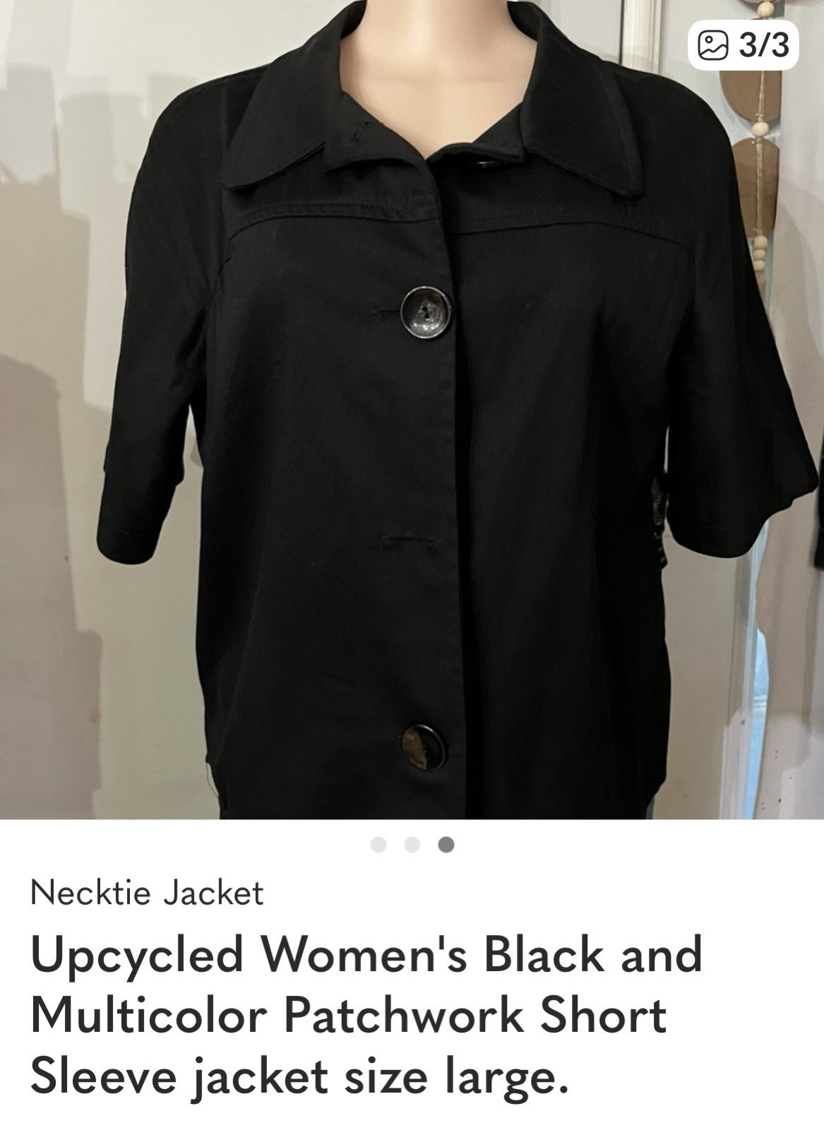 Upcycled Patchwork Short Sleeve Button Jacket Wom… - image 1
