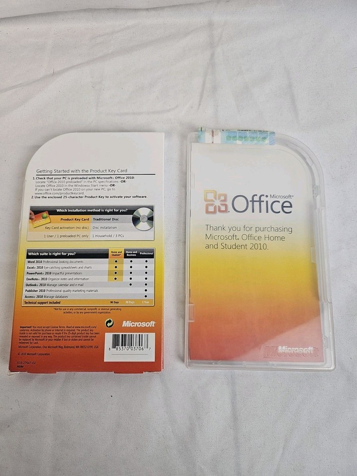 Genuine Microsoft Office Home and Student 2010 Product Key Card eBay
