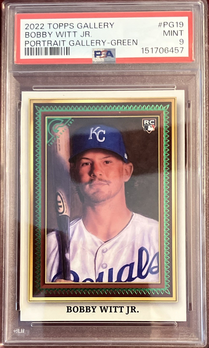 Topps 2022 Gallery Bobby Witt Jr Portrait Gallery #PG-19 Green /250 RC PSA 9
